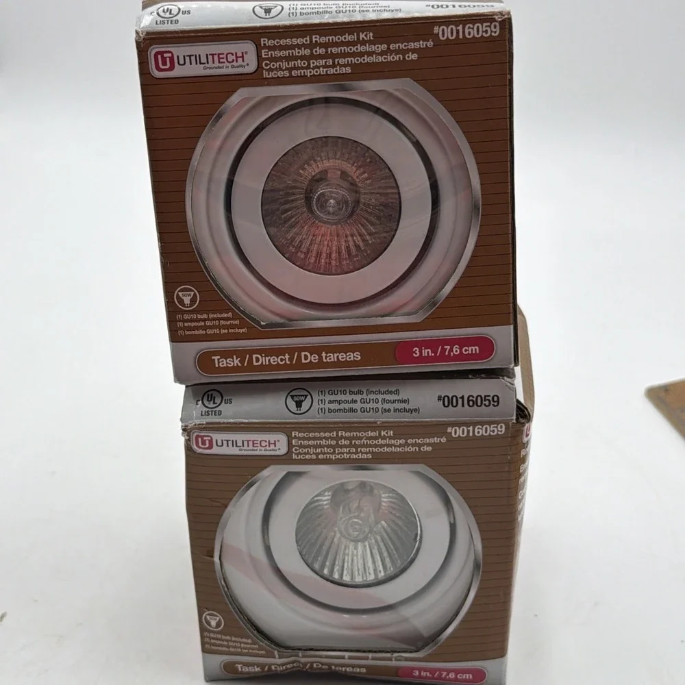 Lot 2 Ulitech White 3 inch GU10 50 Watt Gimbal Kit Lighting Kit 16059 Open/NEW